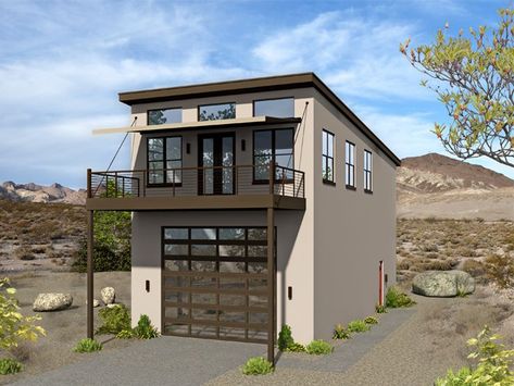 062G-0152: Modern Garage Plan with Boat Storage and 3-Bedroom Apartment House Plans With Garage Underneath, House Plans With Garage, 2 Story House Plans, 2 Story House, Garage Apartment Plan, Narrow Lot House, Carriage House Plans, Floor Living, Garage Apartment Plans