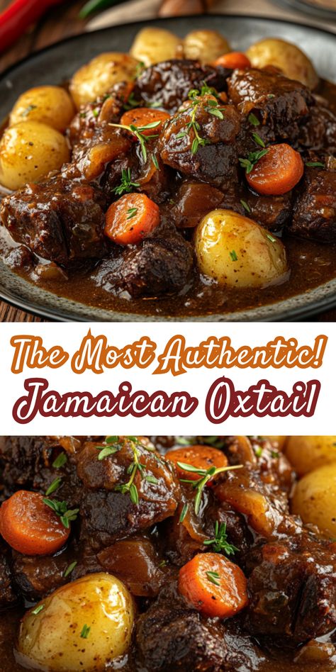 Indulge in this authentic Jamaican oxtail recipe, slow-cooked to perfection with rich spices, hearty butter beans, and a flavorful gravy. This comforting Caribbean dish is a must-try for any food lover! Authentic Jamaican Oxtail Recipes, Jamaican Recipes Oxtail, Jamaican Oxtails Recipe, Slow Cooker Oxtail Recipes Jamaican, Authentic Oxtail Recipes Jamaican, Oxtails Jamaican, Oxtail Recipes Jamaican, Ox Tail Recipe, Jamaican Oxtail Recipes