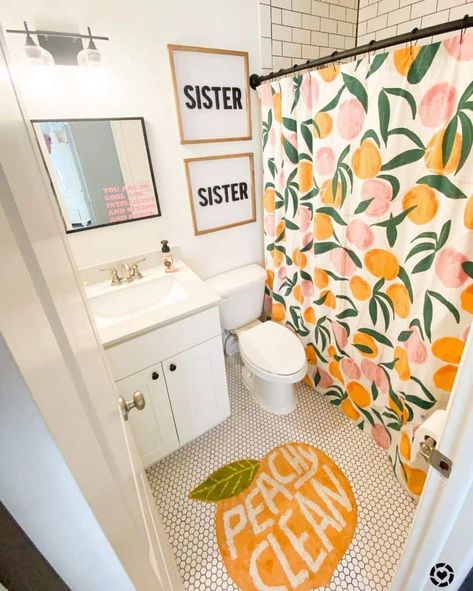 Bathroom Ideas For Kids, Toddler Bathroom, Kids Bathroom Makeover, Girl Bathroom Decor, Peach Bathroom, Teen Bathrooms, Girly Bathroom, Girl Bathrooms, Urban Outfitters Home