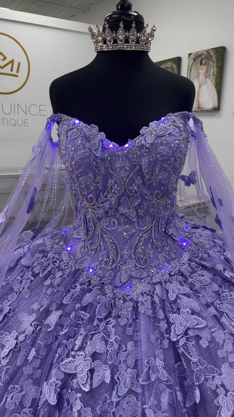 Purple Quinceanera Dresses With Butterflies, 15 Dresses Quinceanera Butterfly, Butterfly Debut Gown, Quncie Dresses Purple, Butterfly Quinceañera Dress, Royal Purple Prom Dress Ball, Royal Blue Butterfly Quince Dress, Quinceanera Butterfly Dresses, Lilac Purple Quince Dresses