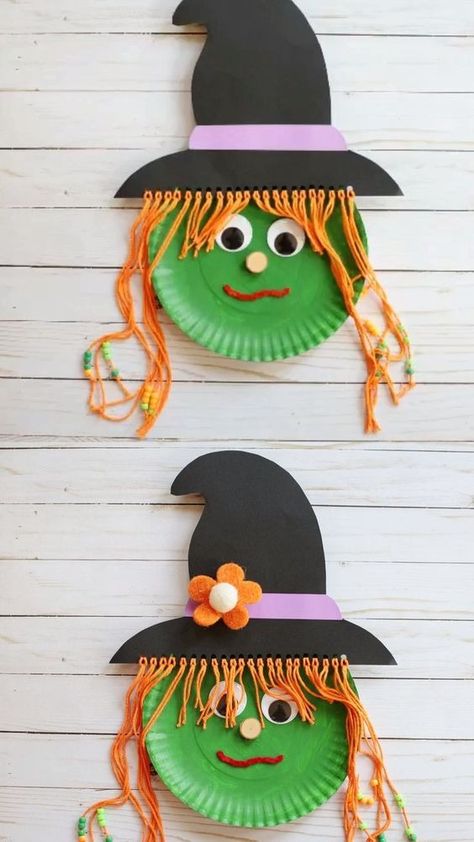 Craft Passions Paper Plate Witch Craft, Witch Craft For Kids, Easy Halloween Craft, Witchcraft Halloween, Classroom Preschool, Dekorasi Halloween, Halloween Crafts Preschool, Halloween Crafts For Toddlers, October Crafts