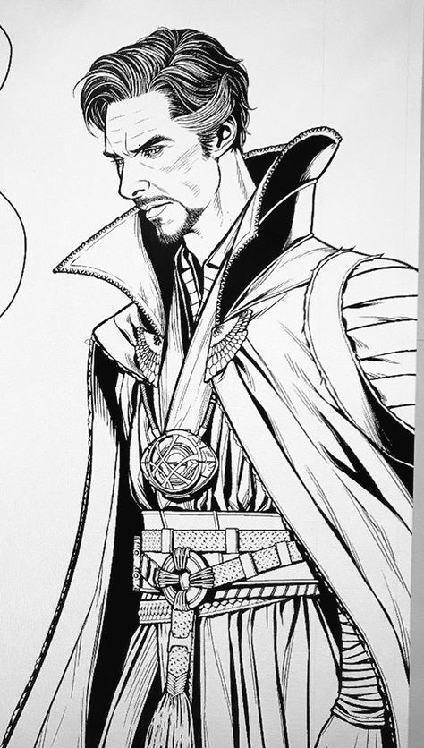 Doctor Strange (Eye of Agamotto) How To Draw Doctor Strange, Dr Strange Coloring Pages, Dr Strange Tattoo Ideas, Doctor Strange Comic Art, Doctor Strange Tattoo Ideas, Marvel Comics Art Sketch, Dr Strange Tattoo, Doctor Strange Tattoo, Dr Strange Sketch