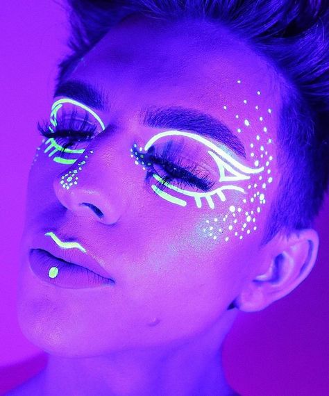 💛👏🏻 👏🏻 👏🏻💛 LOVE this UV makeup by @makeupbyloganjames HYDRA FX in "Dance Party" #DANCEPARTYWEEK . . . #suvabeauty #indiemakeup #suvasquad… Uv Makeup Ideas, Makeup Ideas Black, Glow Face Paint, Recital Makeup, Dance Competition Makeup, Black Light Makeup, Uv Face Paint, Belly Dance Makeup, Neon Face Paint