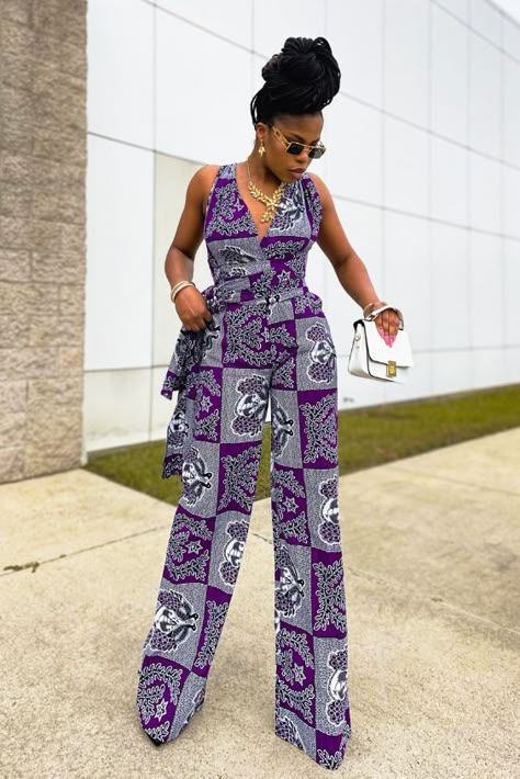 Printed Jumpsuit Material Top And Trouser, Trouser Styles For Ladies, Infinity Jumpsuit, Ankara Material, Trouser And Top, Latest Ankara Gown Styles, African Print Designs, Adjustable Pants, Latest Ankara Gown