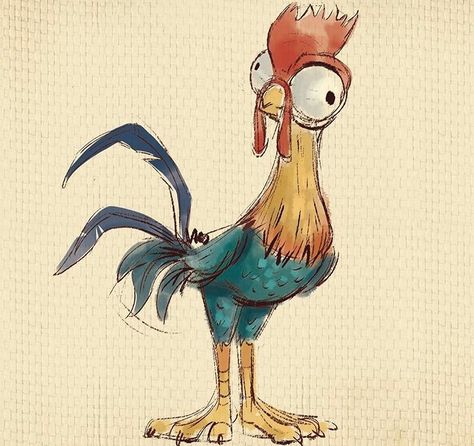 Disney Birds Drawing, Moana Chicken Drawing, Hei Hei Drawing, Moana Sketches, Moana Drawing, Hei Hei Moana, Disney Moana Art, Disney Paintings, Drawings Ideas