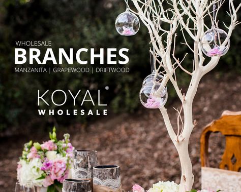 Wholesale manzanita tree branches, grapewood branches, and driftwood branches for wedding and event centerpieces and floral decorations on sale FREE SHIPPING on $99+  Koyal Wholesale is the destination for DIY brides, event planners, and florists looking for wholesale wedding and event supplies Event Centerpieces, Branch Centerpieces, Manzanita Tree, Wedding Supplies Wholesale, Manzanita Branches, Event Centerpiece, Driftwood Branch, Wood Branch, Floral Decorations