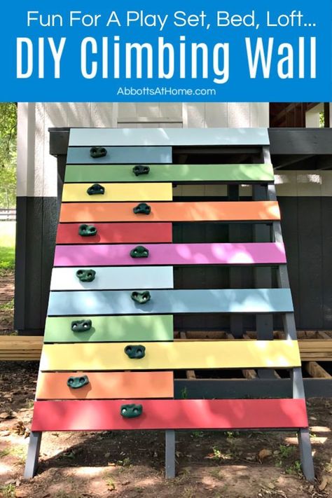 Kids Rock Climbing Wall, Kids Rock Climbing, Diy Climbing Wall, Diy Steps, Backyard Playset, Backyard Playhouse, Backyard Kids Play Area, Kids Climbing, Diy Playground