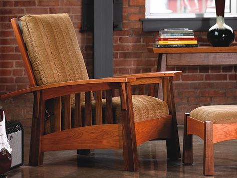 Stickley Furniture Plans, Morris Chair Plans, Craftsman Chair, Craftsman Style Furniture, Rustic Dining Room Table, Morris Chair, Stickley Furniture, Mission Style Furniture, Mission Furniture