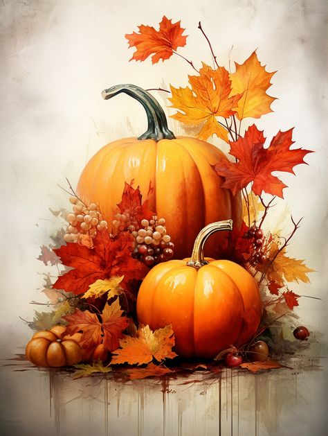 Embrace the cozy atmosphere of autumn with a captivating pumpkin poster that captures the essence of the season. 🎃🍁 This artwork celebrates the warm and inviting vibes of fall, featuring a charming pumpkin and the rustic beauty of maple leaves. #PumpkinPoster #FallVibes #AutumnArt #CozyDecor #SeasonalCharm #GalleryWorthy #ArtisticElegance #AutumnMagic #Halloween #ArtisticMasterpiece #MapleLeaves #PumpkinArt Pumpkin Artwork, Fall Clip Art, Halloween Artwork, Lovely Flowers Wallpaper, Watercolor Pumpkins, Autumn Scenes, Fall Watercolor, Pumpkin Art, Decoupage Vintage