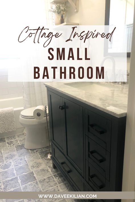 Our small bathroom DIY renovation is one that I am so excited to share with you! We went from dark, old and dingy to a bright, airy and cottage inspired look. Cottage Bathroom Remodel, Cottage Bathroom Decor, Revere Pewter Benjamin Moore, Small Bathroom Diy, White Bath Mat, White Bath Towels, Small Bathroom Renovation, Steel Tub, Bathroom Diy