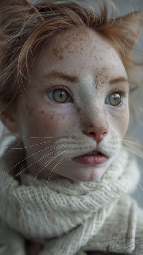 Animal Human Hybrid, Stylized Faces, Human Hybrid, No Makeup Makeup Look, Makeup Everyday, Picture Nature, Hybrid Art, Minimalist Makeup, Rare Cats