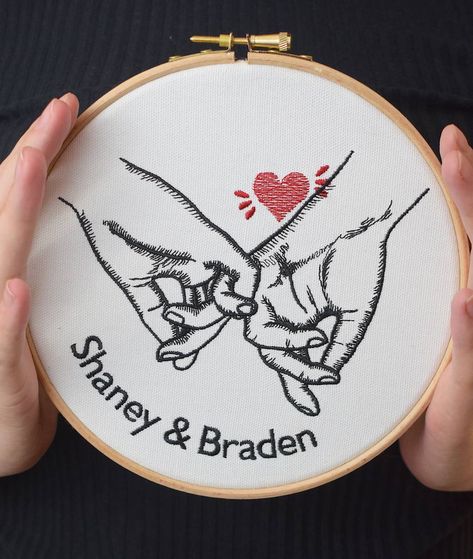 Fabric Wall Hangings, Romantic Embroidery, Personalised Embroidery, Valentines Day Wedding, Wedding Embroidery, Hand Embroidery Videos, Basic Embroidery Stitches, Customized Photo Gifts, Embroidery Stitches Tutorial