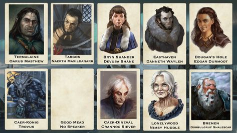 Icewind Dale Character Art, Rime Of The Frost Maiden Characters, Ice Map Dnd, Snow Dnd Map, Icewind Dale Rime Of The Frostmaiden, Rime Of The Frost Maiden, Icewind Dale Portraits, Dnd Worldbuilding, Icewind Dale Map