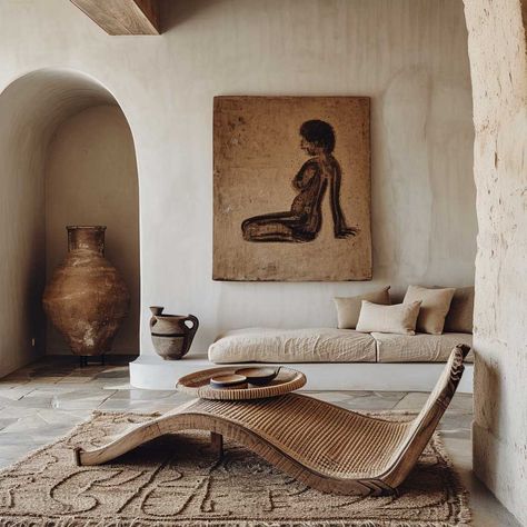 Traveler's Touch in Home Decor Nomadic Interior Inspirations • 333+ Images • [ArtFacade] Nomadic Lifestyle Aesthetic, Modern African Aesthetic, Nomadic Interior, Plaster Living Room, Holiday Home Interiors, Nomad Aesthetic, Luxury Outdoor Spaces, African Interior Design, Boho Apartments