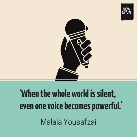 Voices are powerful - make your characters' voices so, too. Read the post for tips. Advocate Quotes, Character Voices, Voice Quotes, Working On Me, Malala Yousafzai, Writing Characters, Nobel Peace Prize, School Quotes, Writing Quotes