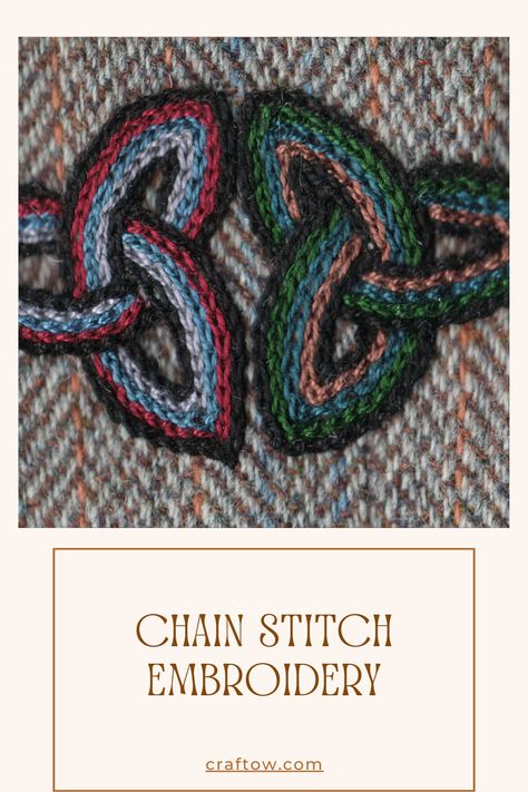 How to Do a Chain Stitch Embroidery Indian Chain Stitch Embroidery, Chainstich Work Embroidery, Heavy Chain Stitch Embroidery, Magic Chain Stitch Embroidery Design, Chain Stitch Embroidery Design Ideas, Chain Stitch Embroidery Design, Embroidery Patterns Easy, Stitch Embroidery Design, Embellished Clothing