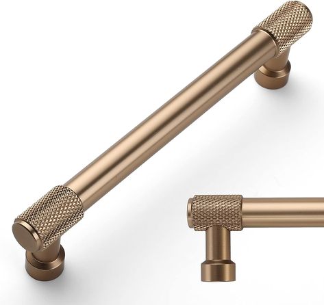 Amerdeco 10 Pack Champagne Bronze Knurled Cabinet Pulls 5 Inch(128mm) Hole Center Kitchen Cabinet Handles Drawer Pulls Cabinet Hardware ZH0034 - Amazon.com Champagne Cabinet Pulls, Champagne Bronze Cabinet Hardware, White And Bronze Kitchen, Bronze Kitchen Handles, Knurled Cabinet Hardware, Champagne Bronze Kitchen Hardware, Bronze Kitchen Hardware, Champagne Bronze Kitchen, Bathroom Accesories