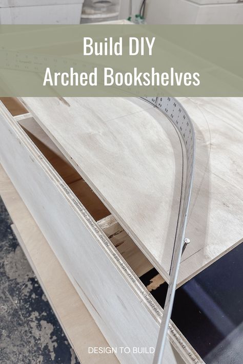 Create a stunning arched bookshelf with this easy-to-follow DIY tutorial. Showcase your book collection or display decorative items on this unique and eye-catching piece of furniture. My step by step plans make this build super easy. How To Build An Arched Bookshelf, Diy Curved Bookshelf, Arched Bookshelf Diy, Diy Arched Bookcase, Arch Bookshelf, Arched Bookshelves, Arched Cabinet Doors, Arched Bookshelf, Diy Arch