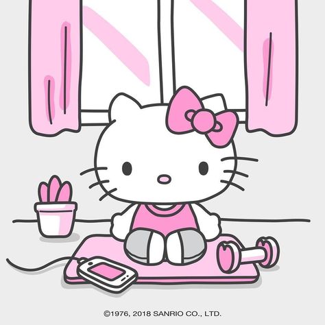 Hello Kitty Working Out, Hello Kitty Workout, Hello Kitty Gym, Cartoon Inspiration, Hello Kitty Vans, Images Hello Kitty, Hello Kitty Images, Hello Kitty Aesthetic, Kitty Art