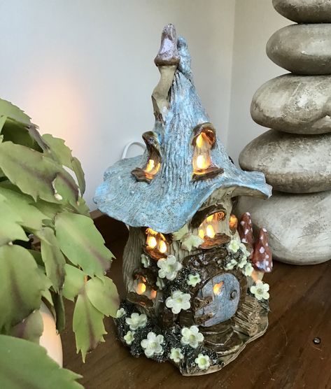 Hand Built Pottery Fairy House, Pottery Fairy Houses Handmade, Ceramic Fairy Houses Handmade, Fairy Ceramics, Clay Fairy House Diy, Leprechaun House, Fairy House Clay, Ceramic Fairy House, Pumpkin Fairy House