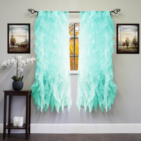 Rideaux Shabby Chic, Mermaid Room Decor, Ocean Bedroom, Ocean Themed Bedroom, Ruffle Curtains, Mermaid Bedroom, Ocean Room, Mermaid Room, Shabby Chic Curtains