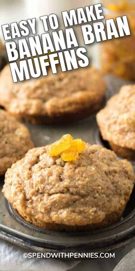 Banana Bran Muffins Moist, Bran Banana Muffins, Banana Oat Bran Muffins, Wheat Bran Muffins, Ww Muffins, All Bran Muffins, Lunch Treats, Bran Muffins Healthy, Banana Bran Muffins