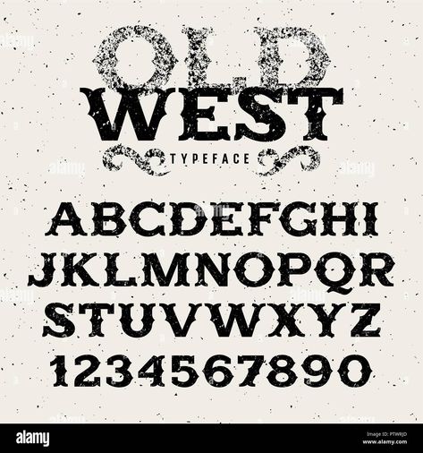 Western Font Alphabet, Vintage Fonts Alphabet, Old School Fonts, Old Fonts, Textured Lettering, Police Party, Vintage Alphabet, Western Font, Free Commercial Fonts