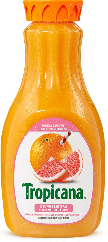 Tropicana® 100 % Pure Orange & Grapefruit Juice | Tropicana.ca Tangerine Juice, Calcium Vitamins, Grapefruit Juice, Natural Juices, Healthy Juices, Drink Milk, Sweet Taste, Good Health, Vitamin D