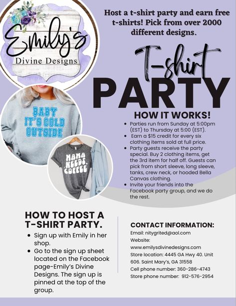 #tparty #freeshirts #host #2500designs T Shirt Party Ideas, Make Your Own Tshirt, Facebook Party, Divine Design, Online Parties, Home T Shirts, Party Guests, Invite Your Friends, Custom Items