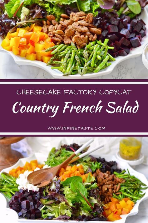 French Salad Recipes, Country Salad, Thyme Vinaigrette, Roast Beef Salad, French Salad, Cheesecake Factory Copycat, Lemon Vinaigrette Dressing, Recipes French, Fancy Salads