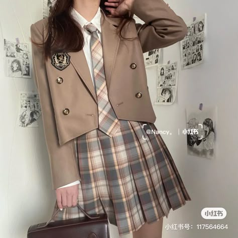 Korean Uniform School, School Uniform Fashion, School Uniform Outfits, Uniform Outfits, Korean Outfit Street Styles, Academia Outfits, School Dr, Kawaii Fashion Outfits, School Dresses