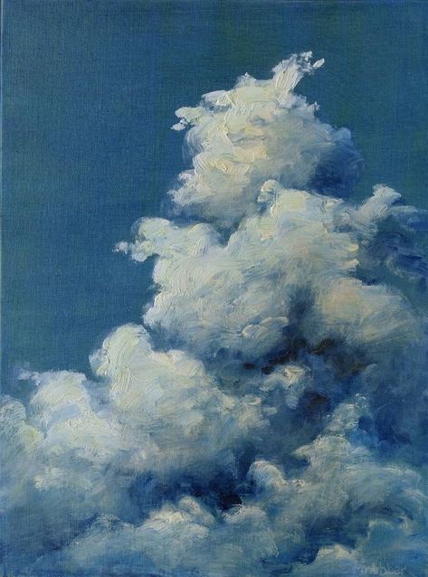 Cloud Paintings Aesthetic, Blue Vintage Painting, Oil Paint Art Ideas, Impressionism Art Aesthetic, Paintings Blue Aesthetic, Oil Paint Reference, Oil Painting Expressionism, Rainy Sky Painting, Oil Painting Inspo Easy