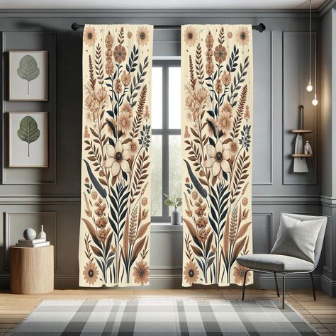 PRICES MAY VARY. 2 Panel set - Each Panel measures 28" Wide x 63" Long. Set measures 56" Wide x 63" Long. MADE FROM - %100 brushed soft microfiber fabric. Lightweight room darkening, modern window coverage. FEATURES - 2.5 inch rod pocket. For living room, bedroom, dining room & patio door decor. Versatile. MACHINE WASHABLE - On cold delicate cycle, tumble dry on low. Allows your privacy with ease & style. PRINTED - With state of the art digital printing technology. Long lasting bold colors & cle Curtains Boho, Boho Garden, Drape Panel, Floral Curtains, Modern Windows, Garden Doors, Blooming Flowers, Slate Blue, Rod Pocket