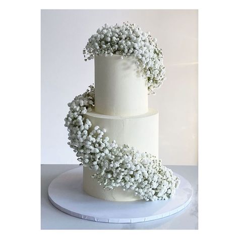 Wedding Cake With Baby Breath Flowers, Gypsophila Wedding Cake, Gypsophila Cake, Gypsophila Wedding, Cake Structure, Wedding Cake Pearls, Lake District Wedding, Wedding Motifs, Tasty Chocolate Cake