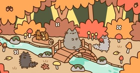 Pusheen Autumn, Pusheen Halloween, Pusheen Wallpaper, Pusheen Stormy, Relaxing Forest, Pusheen Love, Tattoos Celebrities, Doctor Whooves, Pusheen Cute