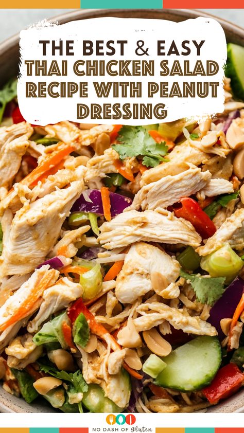 Thai Chicken Salad Recipe with Peanut Dressing Thai Peanut Salad, Best Spaghetti Recipe, Thai Chicken Salad, Peanut Dressing, Peanut Recipes, Chicken Salad Recipe, Cooking Chicken To Shred, Thai Chicken, Light Dinner