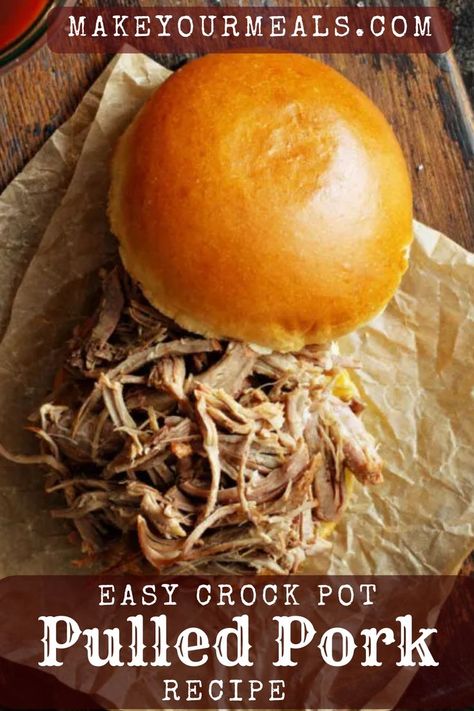 A photo of a pulled pork sandwich that is ready to be served and enjoyed. Pulled Pork Crock Pot Recipes Easy, Slow Cooker Bbq Pulled Pork, Easy Pulled Pork Crock Pot, Crock Pot Pulled Pork, Bbq Pulled Pork Slow Cooker, Pulled Pork Recipe Slow Cooker, Bbq Pulled Pork Recipe, Crock Pot Pulled Pork Recipe, Slow Cooker Recipes Pork