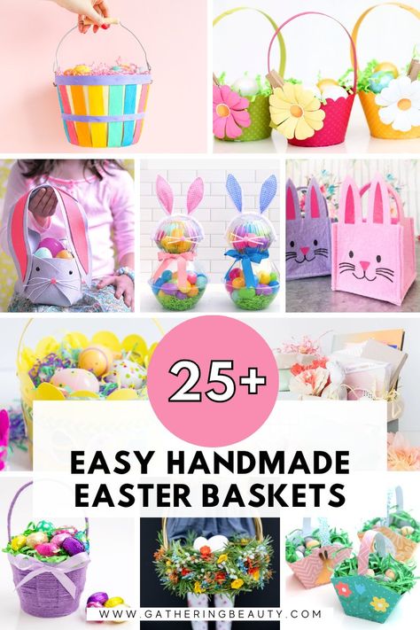 20+ Easy Homemade Easter Baskets — Gathering Beauty Small Easter Basket Ideas, Painted Easter Baskets, Handmade Easter Basket, Homemade Easter Baskets, Diy Easter Basket, Easter Cupcake Toppers, Twine Diy, Easter Basket Ideas, Kids Easter Basket