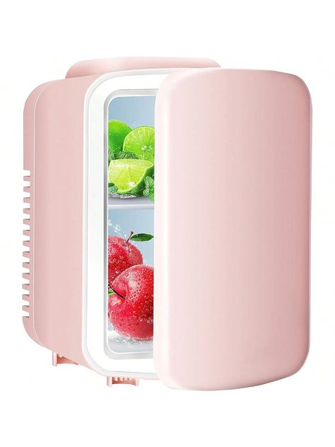 Compact size with 4L capacity: Our portable fridge can store up to six 12 oz cans. The interior size is 5.5x5.1x8.1 inches. Comes with a removable shelf and convenient carry handle, you can carry it outside or indoor use. Home & car use: You can connect the compact refrigerator to a 100-120V home power supply or a 12V car power supply. Please note: Make sure to only run while your vehicle's engine is on, or you would at a risk of draining your vehicle's battery. Cool to Warm: Set the mini fridge to cool or warm just flip a switch Cool up to 34degreeF (18-20°C below ambient temperature) and keep warm up to 131°F (55°C). Great for keeping food warm or store cold beer and beverages for you on hot summer days. friendly quiet and safe: 100percentage Freon-Free. Use advanced semiconductors that Pink Mini Fridge, Ice Cream Fridge, Portable Mini Fridge, Portable Refrigerator, Bday Gifts, Portable Fridge, Skincare Cosmetics, Keep Food Warm, Compact Refrigerator