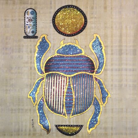 Scarab Beetle Egypt, Multi Cultural Art, Beetle Drawing, Egyptian Beetle, Egyptian Motifs, Beetle Art, Egyptian Scarab, Scarab Beetle, Egyptian Symbols