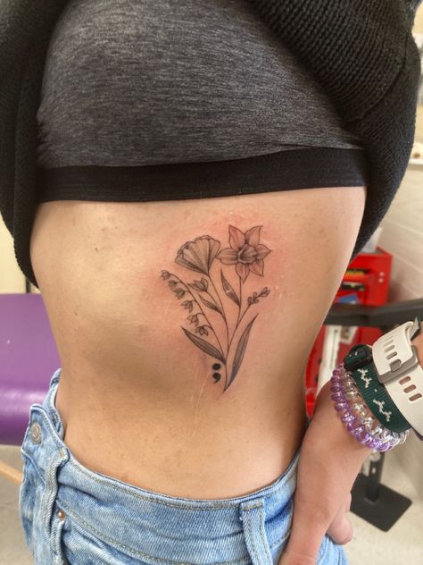 Semi-colon Tattoo Floral, Flower Semi Colon Tattoos For Women, Semi-colon Flower Tattoo Design, Flower Semi Colon Tattoos, Floral Semi-colon Tattoo Ideas, Semi Colon Tattoo Flower, Flower And Semicolon Tattoo, Subtle Semi-colon Tattoo Ideas, Flower Semi Colon