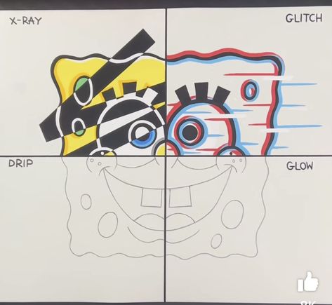 Drawing Ideas Spongebob, Spongebob Canvas Painting, Spongebob Diy, Spongebob Canvas, Disney Fall, Markers Drawing Ideas, Spongebob Drawings, Art Tools Drawing, Easy Doodle Art