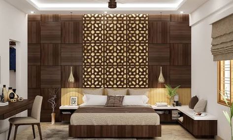 Wooden Partition Design, Pattern Headboard, Classic Bedroom Decor, Wall Partition Design, Cnc Designs, Wall Partition, Contemporary Home Interior, Jaali Design, Aesthetic Interior Design