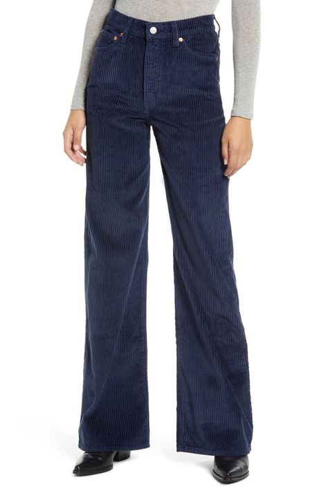 Wide Leg Corduroy Pants, Corduroy Pants Outfit, Pants Nordstrom, Levi's Ribcage, Solo Costume, Sleeveless Sweater Dress, Levis Pants, Levi Strauss Jeans, Blue Corduroy