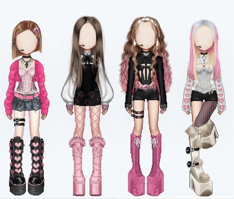 4 member kpop stage outfit. This is created by me, feel free to use it but dont claim as your own. #shifting #kpop #stageoutfit #outfitideas #everskies 4 Group Outfits, 5 Member Kpop Group Outfits, 4 Member Stage Outfits, Kpop Stage Outfits Everskies, 4 Kpop Outfits, 4 Outfits Kpop, 4 Member Outfits, Everskies Stage Outfits, 4 Member Kpop Outfits