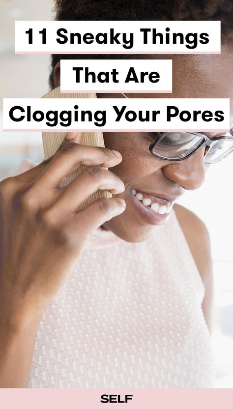 Getting rid of clogged pores on your nose, chin, and cheeks, starts by knowing what products and items are causing the problem. Here, we break down the 11 worst offenders of clogged pores, including your phone, your pillowcase, your hands, and more. Nose Skin Care, Clogged Pores On Nose, Pores On Nose, Clear Skin Naturally, Nose Pores, Skin Care Brands, Moisturizer With Spf, Clogged Pores, Daily Habits