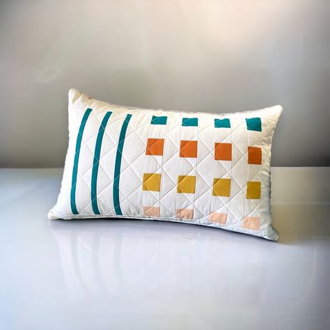 Lumbar Pillow Cover 12x24 Accent Throw Pillow Quilted Throw - Etsy Canada Quilt Pillow Pattern, Quilted Throw Pillow, Pillow Cover Pattern, Quilted Pillow Covers, Pillow Covers Pattern, Modern Patchwork, Quilt Pillow, Modern Pillow Covers, Quilted Throw