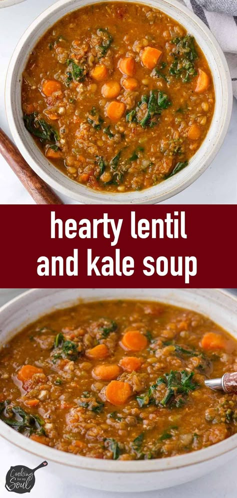 Upgrade your lentil soup game with this flavorful Lentil Kale Soup! Loaded with aromatic spices, hearty lentils, and nutritious kale and carrots, it's perfect for a nourishing meal. This lentil soup is meal prep and freezer friendly.