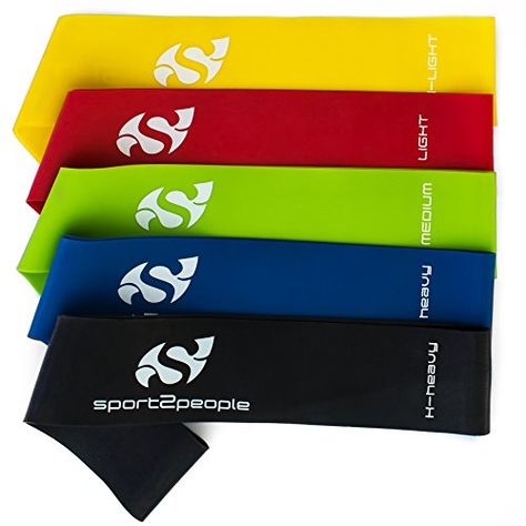 Sport2People Exercise Bands Loop Set 5 Piece * Visit the image link more details. (Note:Amazon affiliate link) Resistant Band Workouts, Physical Therapy Equipment, Workout Instructions, Exercise Bands, Therapy Equipment, Workout Posters, Loop Bands, Stretch Bands, Resistance Bands