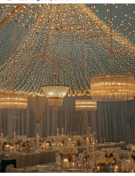 Wedding Decor Fairytale, Reception Ceiling, Wedding Design Board, Monochromatic Wedding, A Sky Full Of Stars, Wedding Ceiling, Small Backyard Wedding, Starry Night Wedding, Candle Night